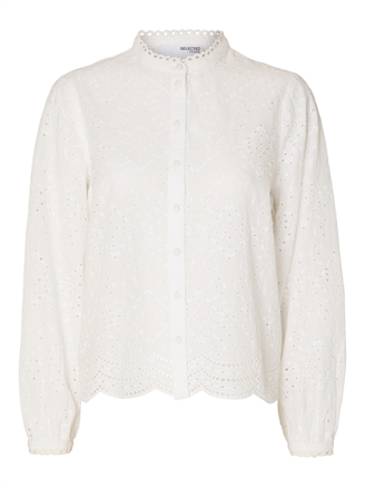 Selected Femme SlfTatiana L/S Embr Shirt Bright White